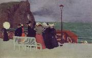 Felix Vallotton The Beach Promenade in Etretat painting